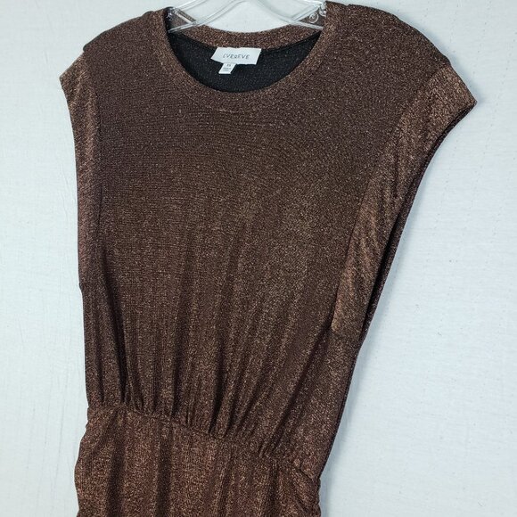 EVEREVE Ashlyn Sparkle Cocktail Dress in Bronze Ruched Metallic size XS Party - Picture 4 of 11